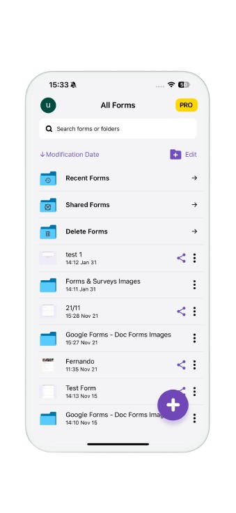 Forms & Survey App Dashboard