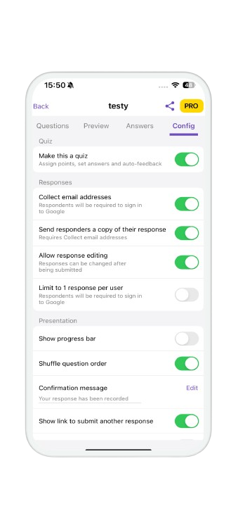 Receive notifications for responses